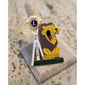 Vintage Lions Club Pin We Serve Washington State Dist 19-B 70s 80s? Space Needle